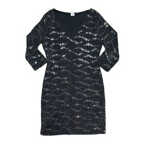 Sparkly Embellished Black Bodycon Dress Size Large